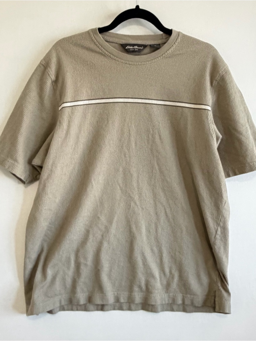 Vintage Y2K 90s Eddie Bauer T Shirt Mens XL Pin Stripe Dawsons Creek Ribbed